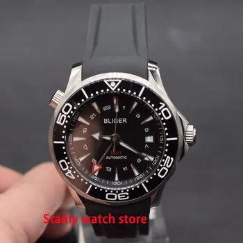 

Solid Bliger 41mm black dial ceramic rotating bezel luminous GMT function 3ATM waterproof automatic movement men's watch