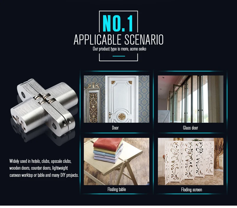 MTGATHER 304 Stainless Steel Hidden Hinges 13x45MM Invisible Concealed Cross Door Hinge Bearing 20KG With Screw