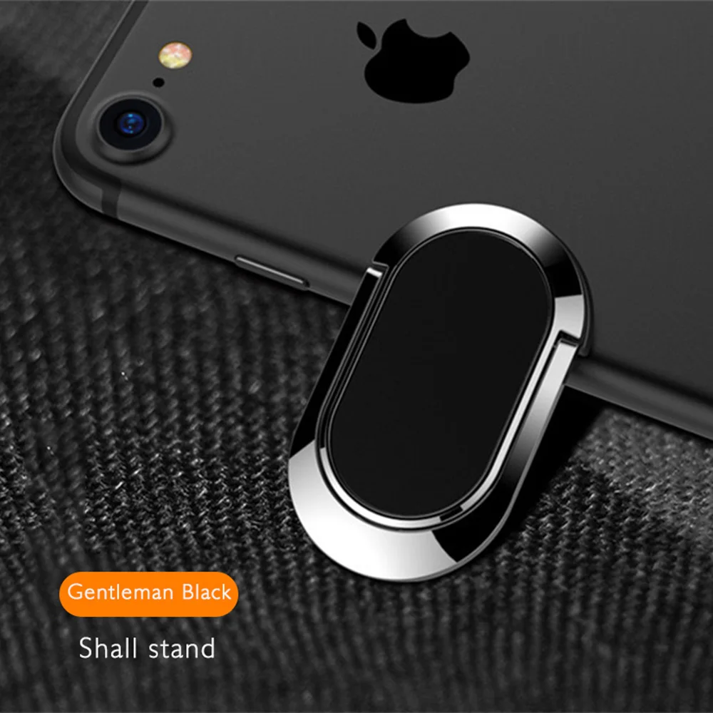 Ультратонкое металлическое кольцо на палец для мобильного телефона для iPhone, универсальный держатель для телефона для samsung, планшет, держатель, подставка для huawei P30 - Цвет: Black