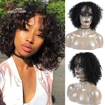 

Brazilian Kinky Curly Human Hair Wigs Natural Pixie Cut Wig Machine Made Glueless Afro Wig For Women Pinshair Remy Hair Curl Wig