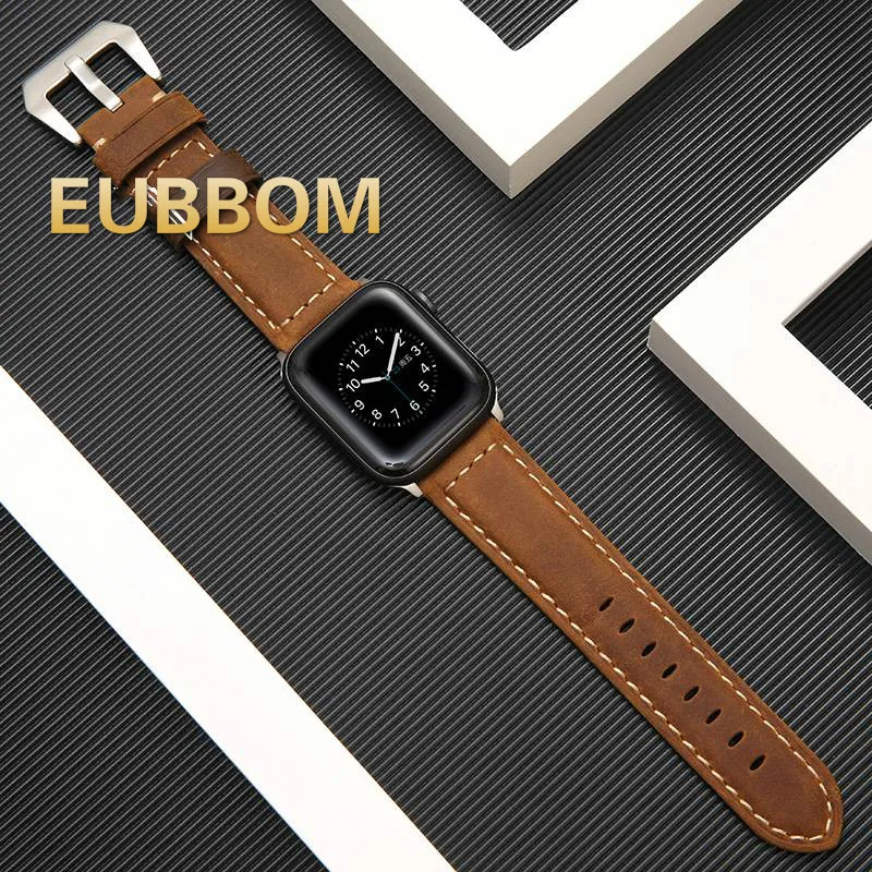 Uxury Классический Браслет-манжета для Apple Watch 42 мм 38 ремешок из натуральной кожи iWatch