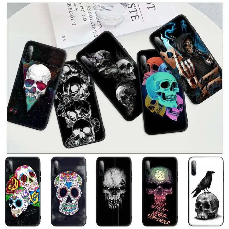Черный силиконовый чехол Grim Reaper Skull Skeleton для телефона Huawei Y6 Y7 Y9 Prime 2019 Y9s Mate 10 20 40 Pro