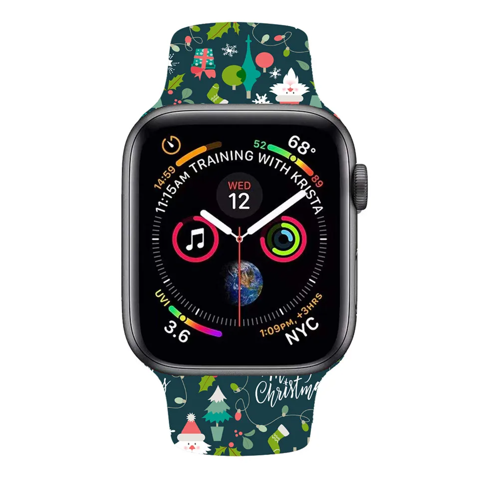 Силиконовый ремешок для apple watch 5 44 мм 40 мм iwatch band 38 мм 42 мм Рождественский браслет для часов apple watch 4 3 2 apple watch band
