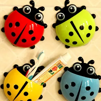 

Toothbrush Holder PP PVC Case Creative Toothpaste Container Suction Hooks Rack 4 Color 14*13.5cm Ladybug Decorations
