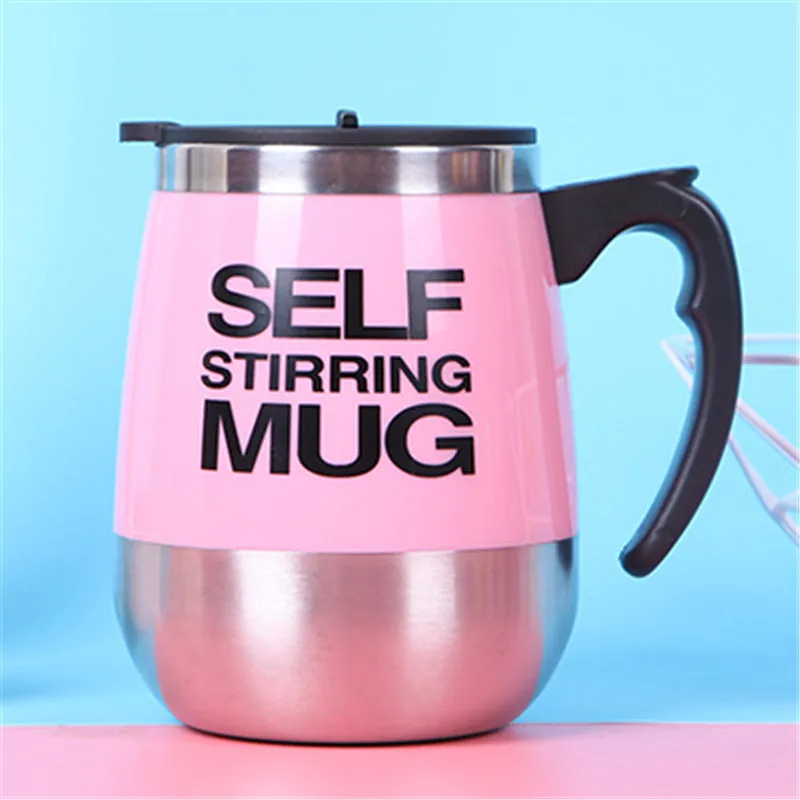 400/450 мл кофейная кружка из нержавеющей стали Магнитная самоперемешивающиеся автоматические молочные смешивающие чашки электрический ленивый смарт-встряхиватель кофейная чашка - Цвет: Pink Self Stirring