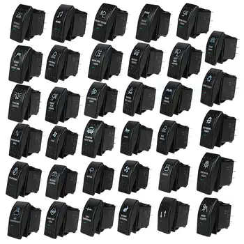 

12V 20A 24V 10A Car Boat LED Rocker Switch Dual Green LED Light Toggle Rocker Switches For RV Bus Marine