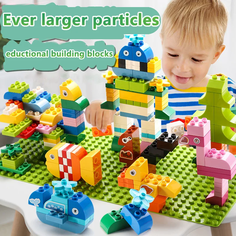 

100PCS Big Size Animal Building Blocks DIY Creative Bricks Bulk Dinosaur Robot Model Figures Educational Toys For Children Gift
