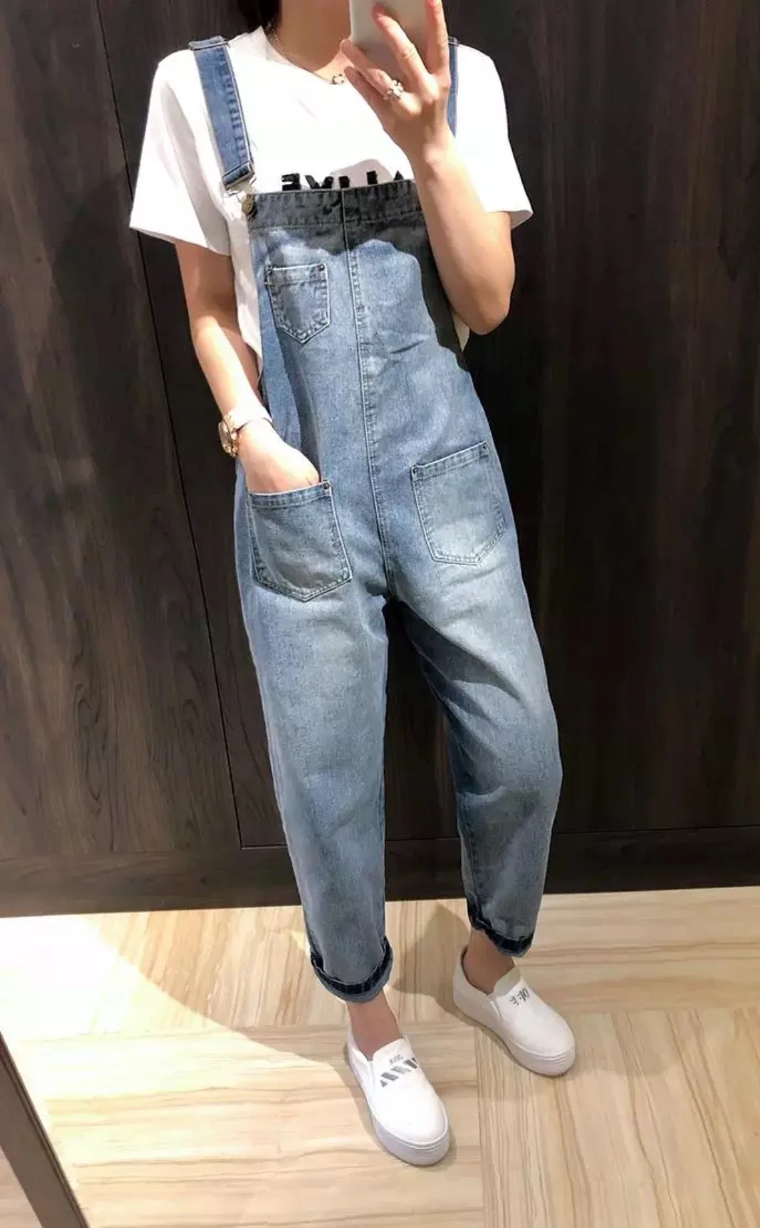 Ковбойские подтяжки, женские штаны, весна и лето, стиль, свободный крой, корейский стиль, кошачьи лапы, студенческие монстры, милые Капри