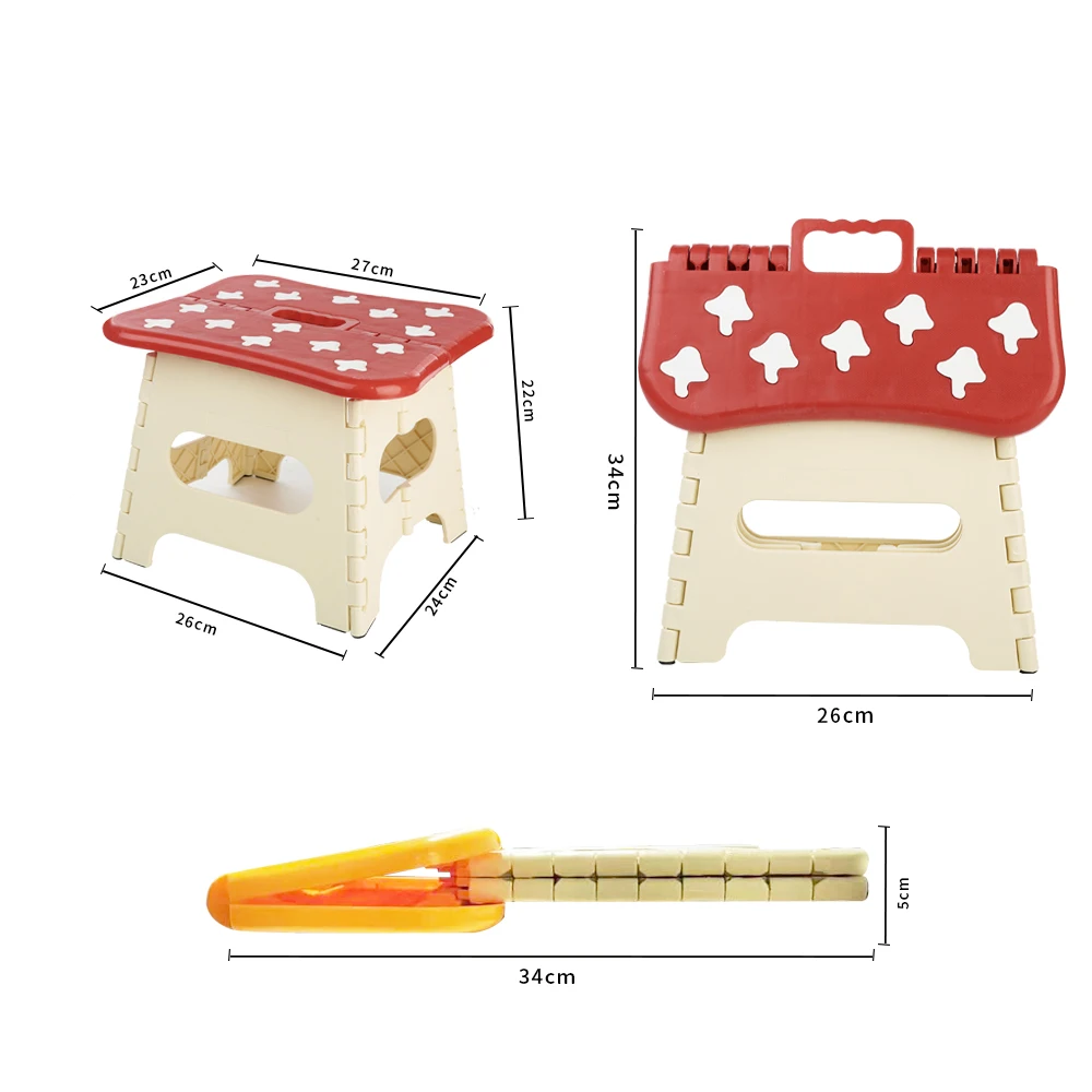 Kids Chair Cute Portable Plastic Stools Thicken Step Folding Child Stool Plastic Foldable Chairs Kids Stools Yellow Orange (6)