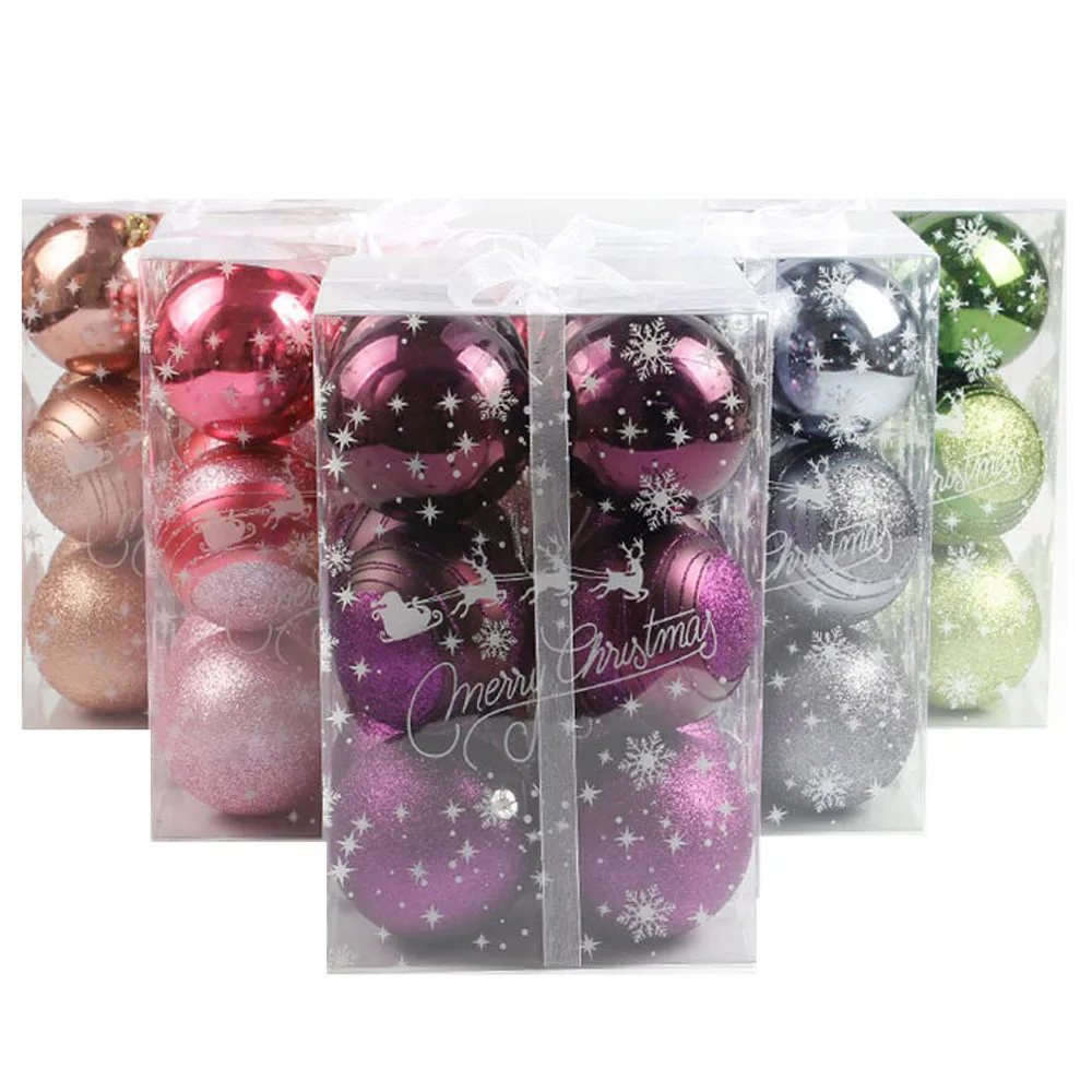 

12pcs 6/8cm Christmas ball pendant Christmas Tree Xmas Balls Decorations Baubles Party Wedding Ornament Gold Purple Silver Green