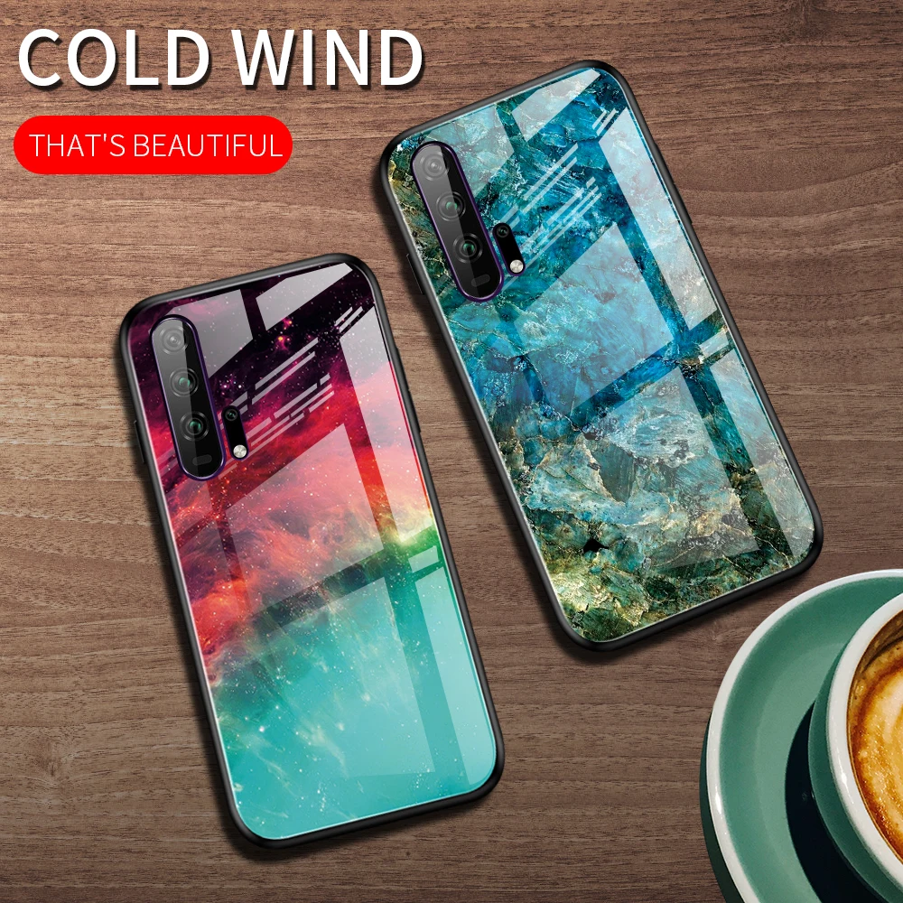 Phone Case for Huawei Honor 20s 20 Case Marble Tempered Glass Soft Tpu Frame Back Case 3