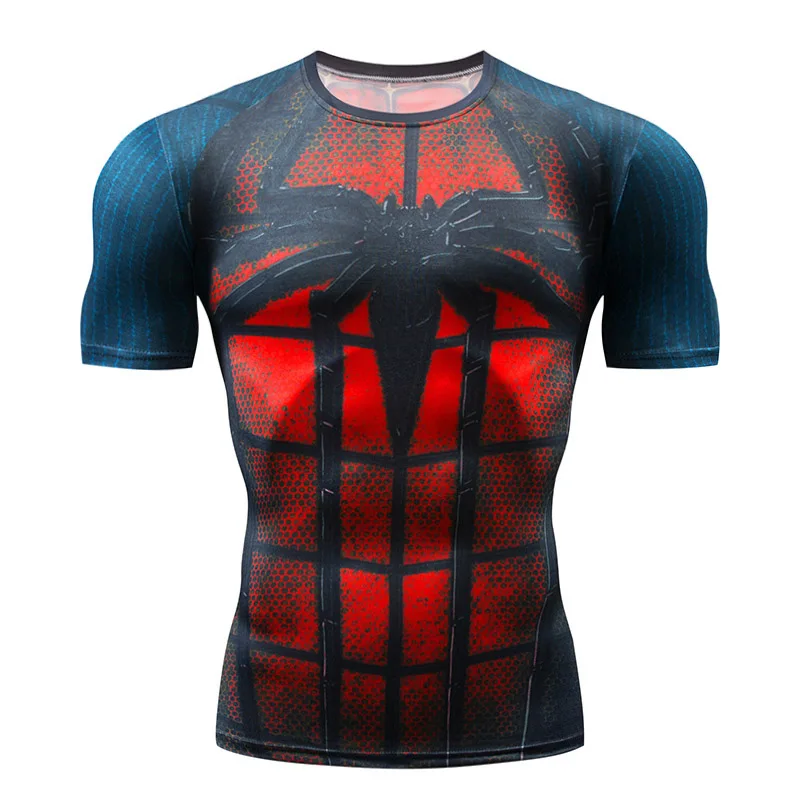 Фитнес компрессионная рубашка мужская с коротким рукавом 3D супергерой Каратель Череп капитан Америк футболки Бодибилдинг открытый бег футболки