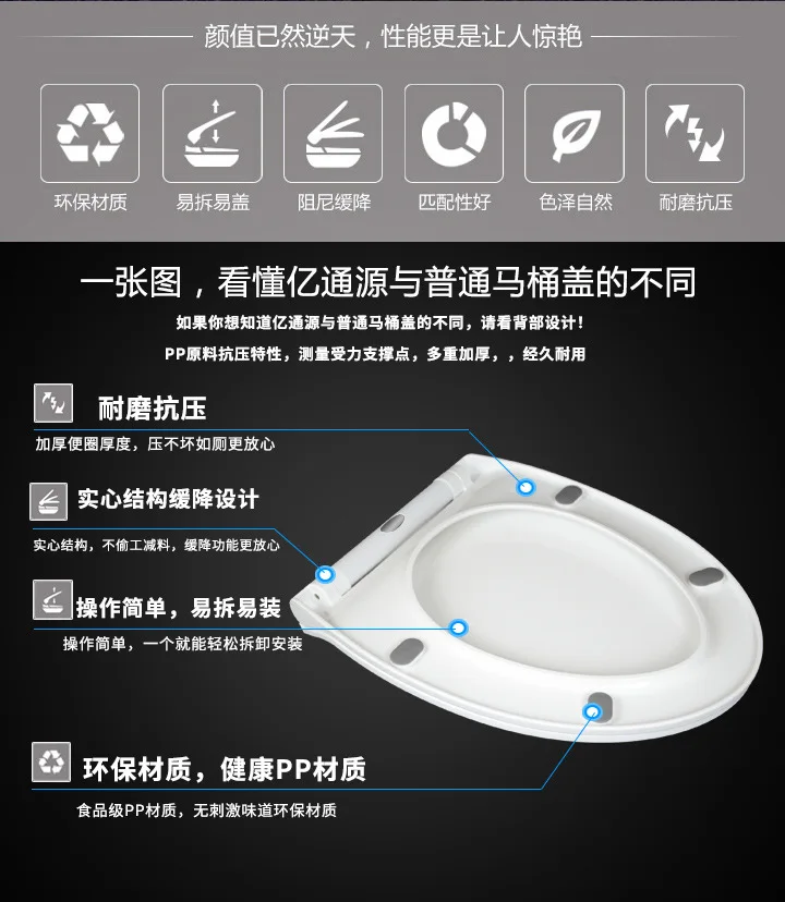 Pp Board Descent Toilet Cover U-Shaped Quick Release Simple Toilet Seat Cover Upper outer garment-Toilet