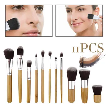 

Bamboo 11pcs Beauty Makeup Brushes Set Professional Make up Brush Tools kit Foundation Powder Definer Shader Liner