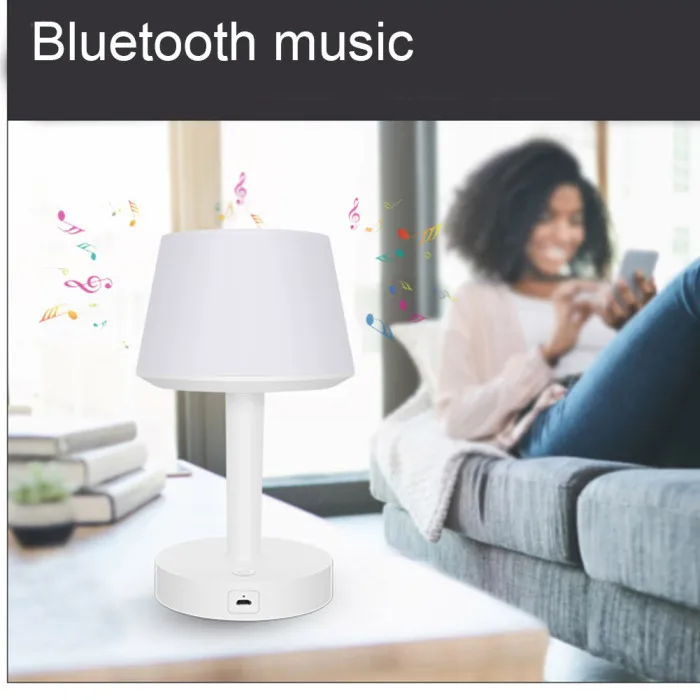 LED Night Light Wireless Bluetooth Speaker Touching Sensor Colorful Desk Bedside Lamp ALI88