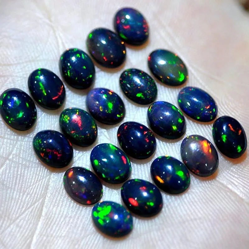 0.65 Ct Natural Ethiopia Black 5x7 Opal Oval Cabochon Loose Gemstone 3 Pieces Per Package loose gemstones