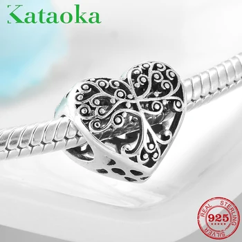 

New 925 Sterling Silver Tree of Life Charms Heart Bead for Women Jewelry Making Fit Original Pandora charms Beads Bracelet