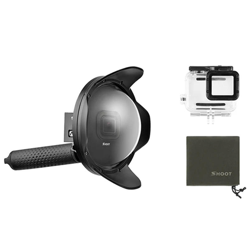 With Lens Hood Линзы для подводной фотосъемки купол Порты и разъёмы для экшн-Камеры GoPro Hero 7 6 5 Black держатель для камеры Водонепроницаемый чехол солнцезащитный козырек купольная камера Go Pro Hero 6 5 7 аксессуары - Цвет: With Lens Hood