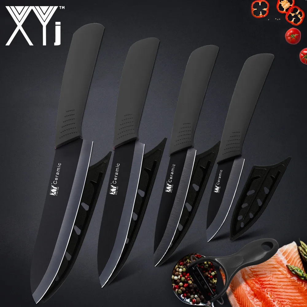 XYj кухонные ножи, керамический нож " 4" " 6" циркония, японский нож, Овощечистка, черный, белый, для очистки овощей, фруктов, набор керамических кухонных ножей