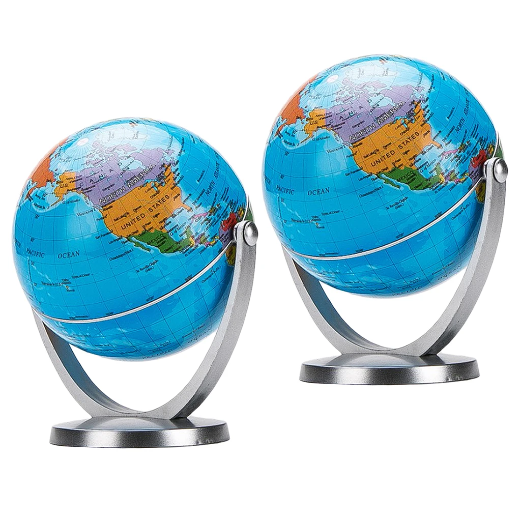 2x многонаправленный вращающийся глобус Детский образовательный Globe-10.6cm Dia Blue