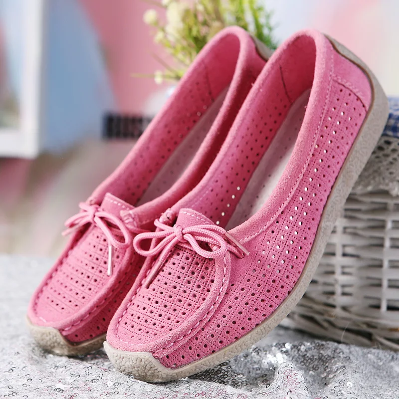 

2019 Spring Summer Influx New Style Department of Sweet Shoes WOMEN'S Flat Shoes Dull Polish Hollow out Genuine Leather Casual F
