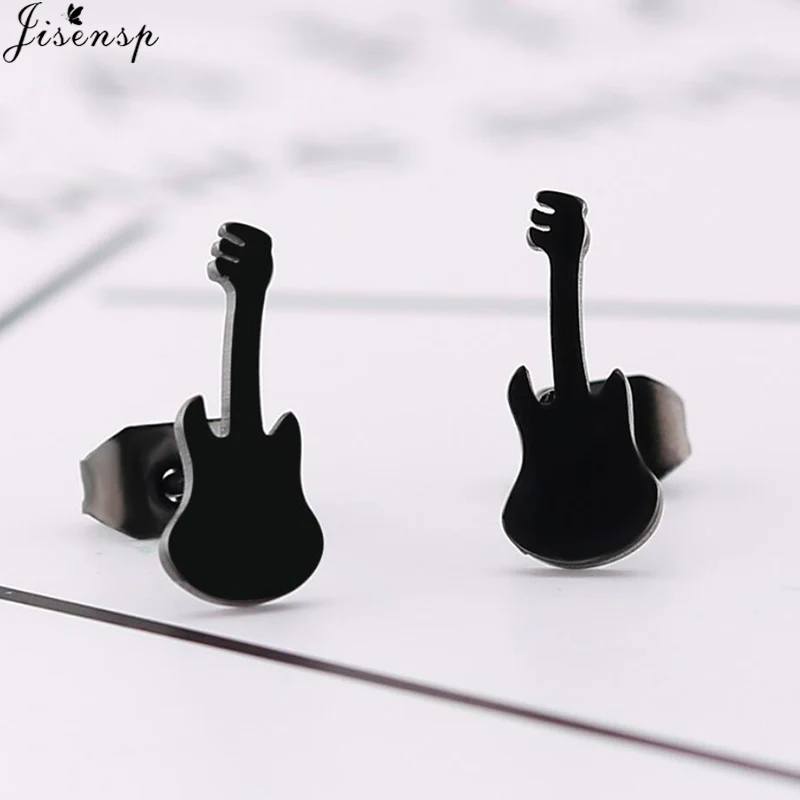 European And American Stainless Steel Guitar Stud Earrings For Women Fashion Minimalism Earrings
