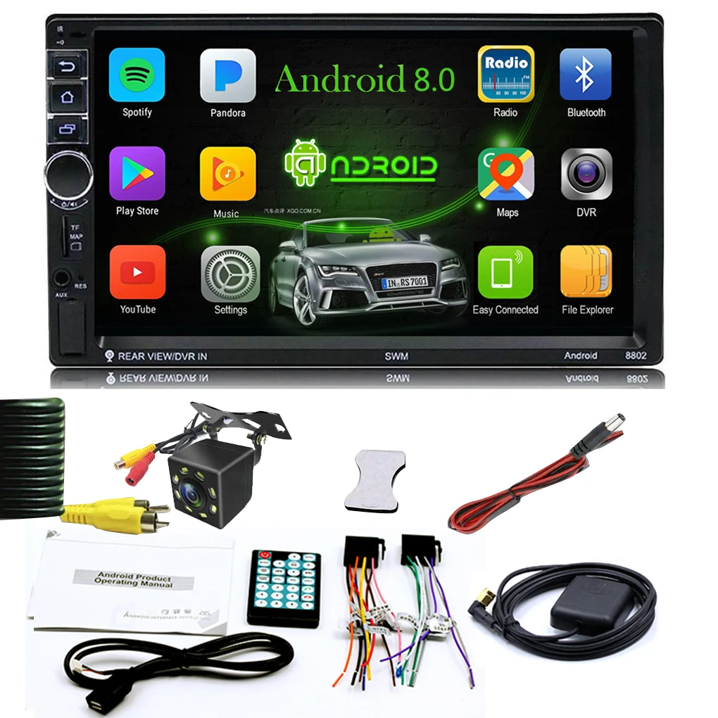 Автомобильный 2 Din Android 7,1 система 7 дюймов 4 ядра сенсорный экран Bluetooth FM AM радио gps навигация MP4 MP5 мультимедийный плеер