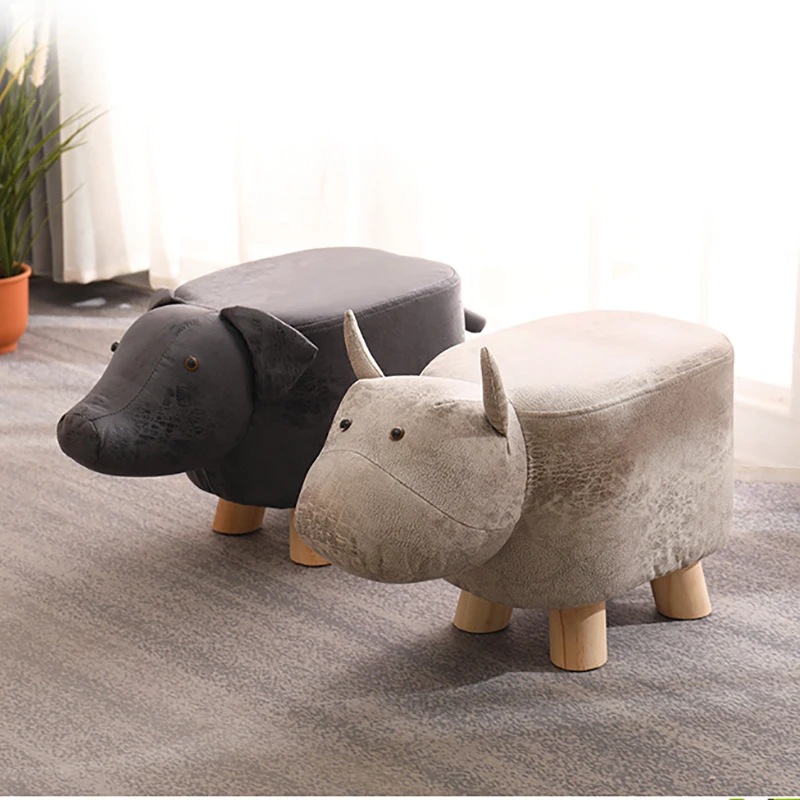 Children Real Wood Low Stools стул детский Creative Animal Elephant Cartoon Family Change Shoe Small Stool Web Celebrity Lovely