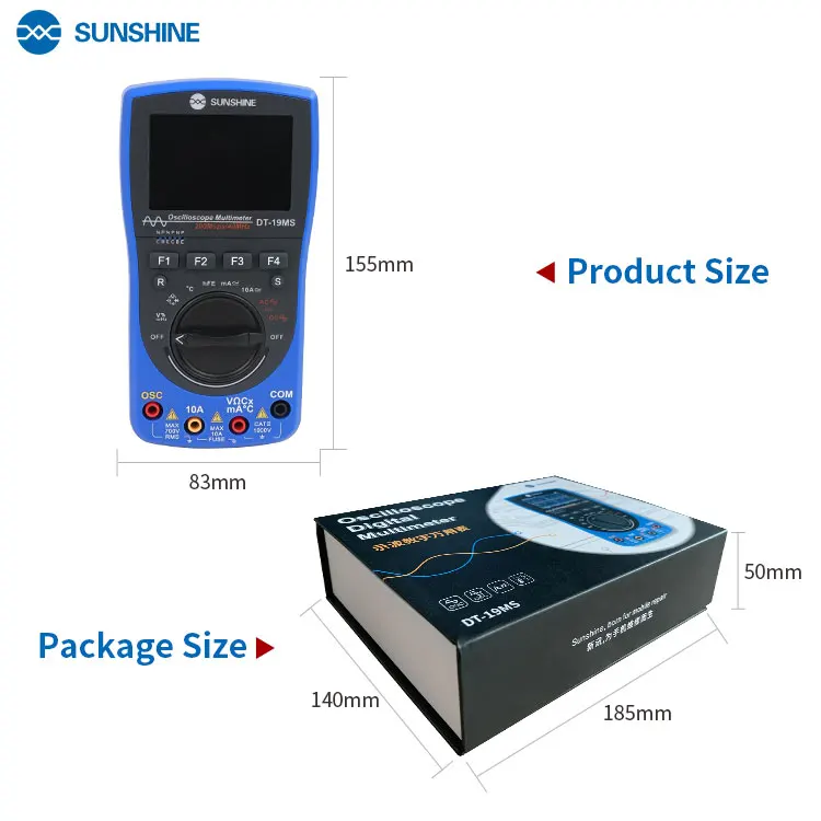 SUNSHINE DT-19MS 2in1ручной осциллограф мультиметр для ремонта мобильного телефона многофункциональный ЖК-дисплей тестовый метр