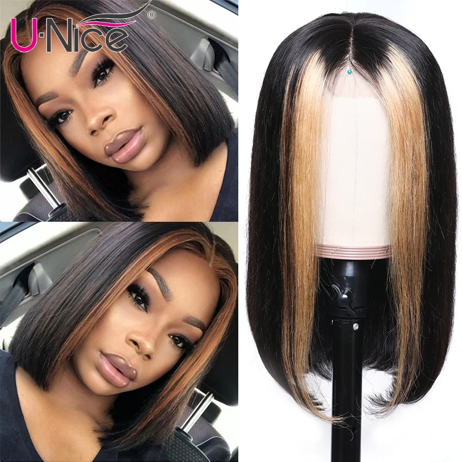 

Unice Hair 13x4 Lace Front Human Hair wigs 8-24 Inch Brazilian straight Hair Wigs Highlight Remy Human Hair Wigs Pre Plucked