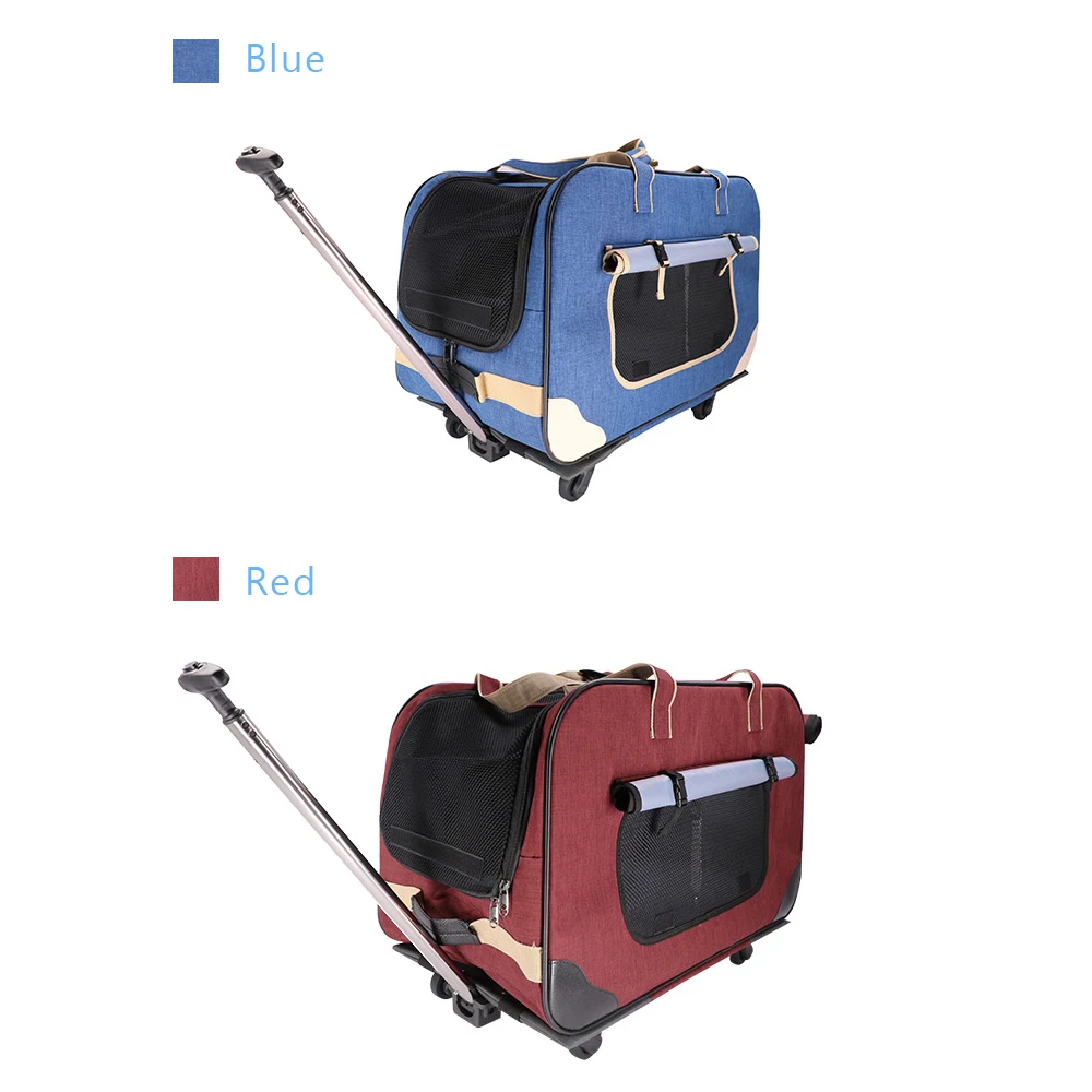 

Hot Outdoor Portable Travel Mesh Backpack 2019 Pet Dog Carrier Wheels Rolling Carrier Pet Dog Carrier Trolley Bag