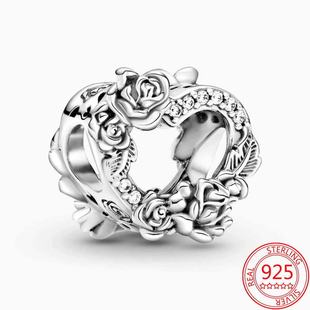 Real 925 Sterling Silver Hollow Heart 