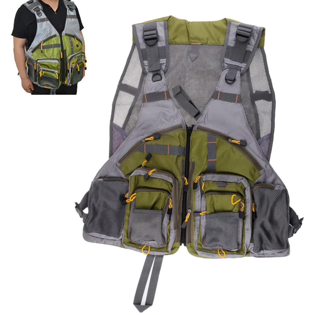 

Fly Fishing Vest Chest Bag Multi-Pockets Tackle Storage Hunting Mesh Jacket Free Size for Gear and Equipment