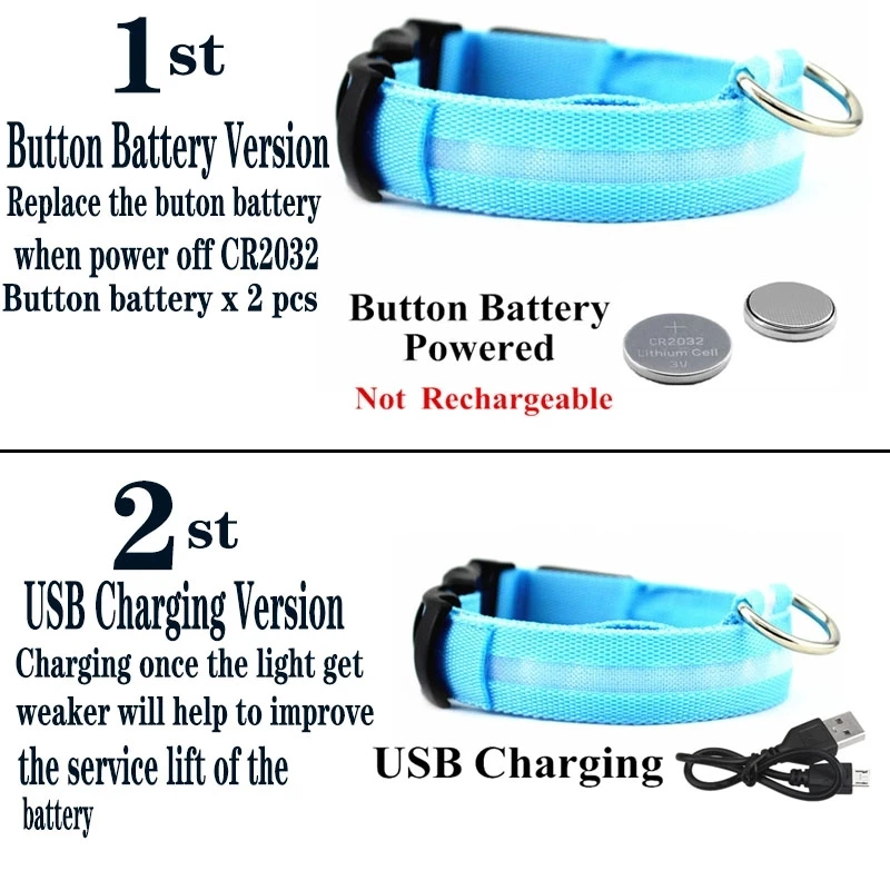 USB Charging  LED Dog Collar,Night Safety Flashing Glow In The Dark Dog Leash,Dogs Fluorescent Collars Pet Supplies