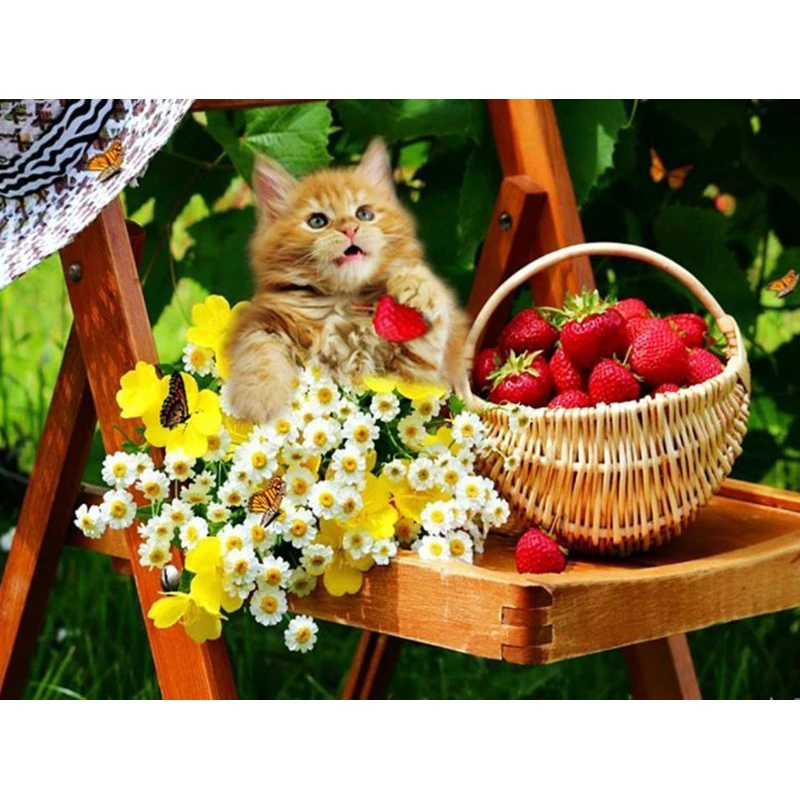 5D алмазная картина кошка животные Стразы DIY полная круглая Алмазная Вышивка Набор для вышивки крестом мозаичная картина бриллианты домашний декор - Цвет: 4