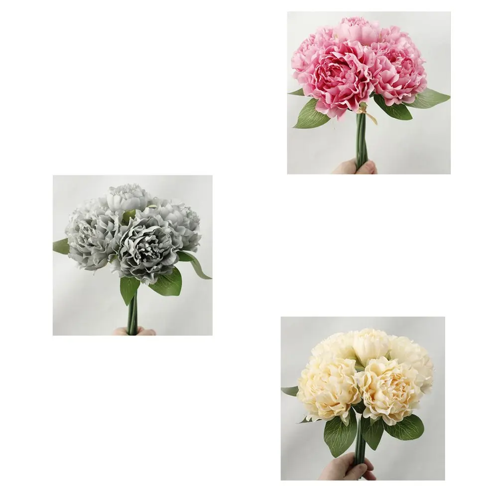 Artificial Fake Flowers Imitation Peony Floral Wedding Bouquet Vase Home Decoration Wedding Ornament Supplies