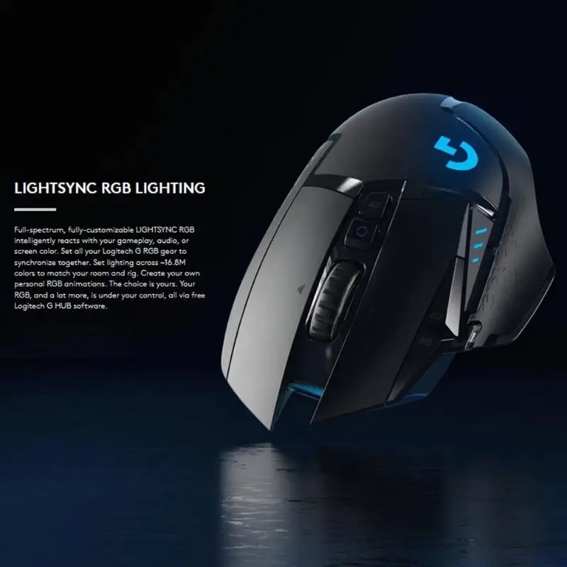 Беспроводная игровая мышь logitech G502 LIGHTSPEED HERO 16 K, программирование макросъемки 16000 dpi, 11 кнопок, RGB