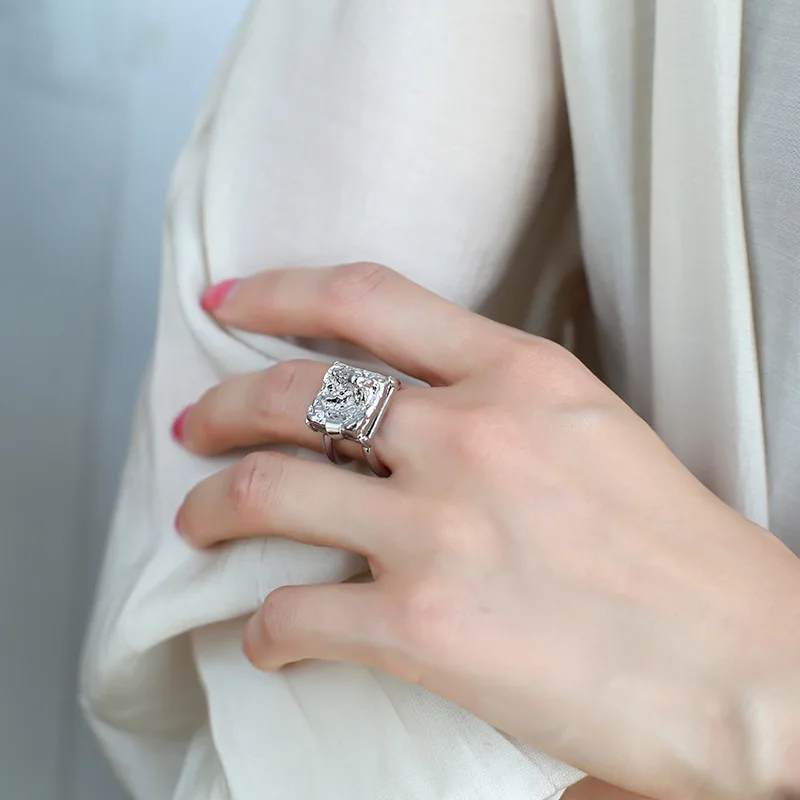 

2019 Designer silver metal gem wave wedding cz rings for women opening astronomical female finger handmade engagement gifts