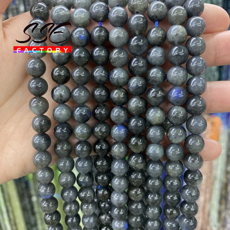 High quality Natural Spectrolite gem Stone beads black Round smooth Labradorite Loose gem Beads for Jewelry Making Bracelet gift