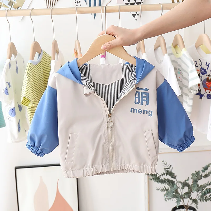 

2020 Spring autumn children coats boys clothes Fashion stitching color Girl Jackets Toddler Kids Jacket Outwear letter Windproof