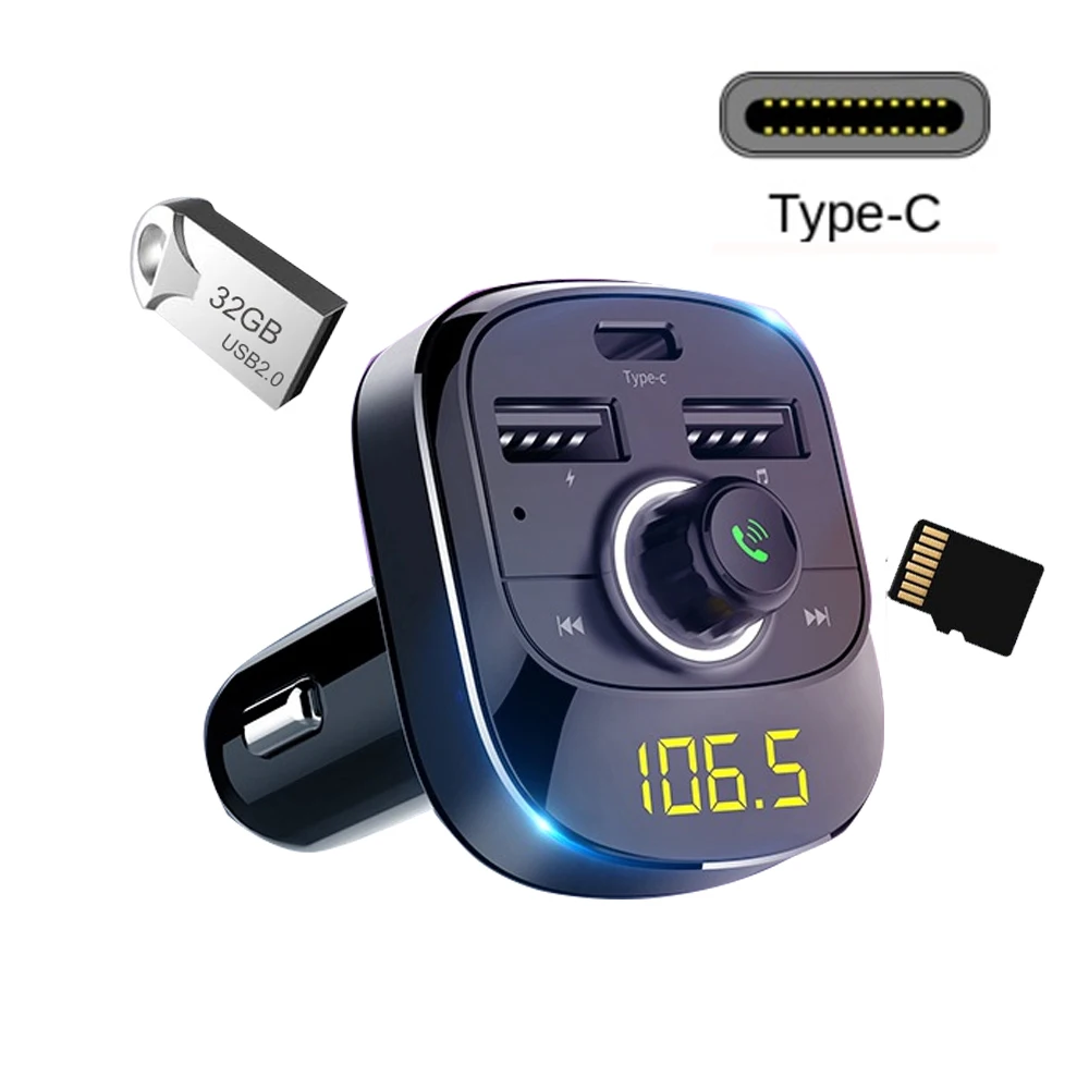 12 V-24 V автомобиль MP3 аудио плеер Bluetooth FM передатчик, свободные руки, Тип быстрой Зарядное устройство TF USB накопитель воспроизведения музыки
