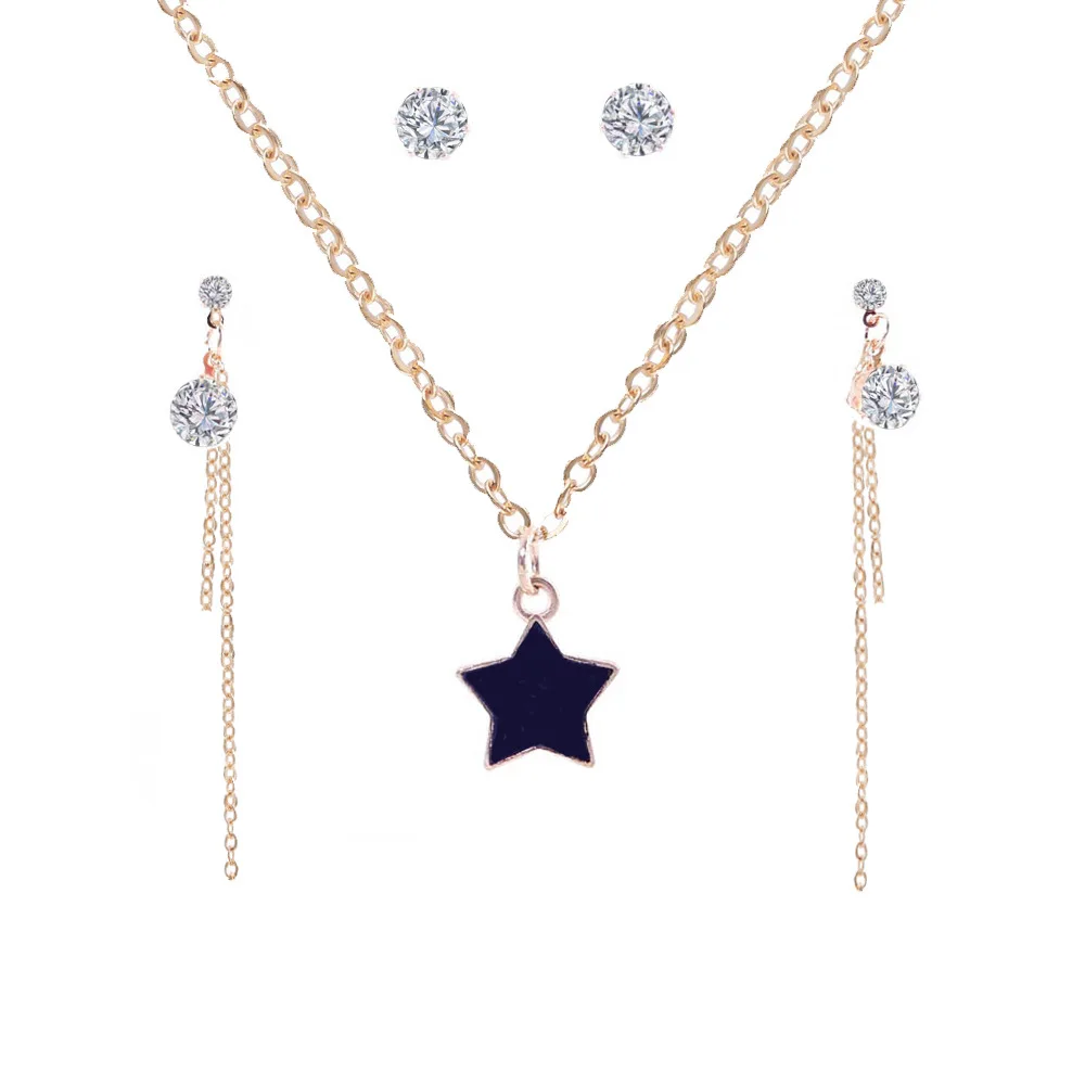 

Creative-Hot Sales AliExpress Zircon Ornament Set Creative Five-pointed Star Modeling Pendant Jewelry
