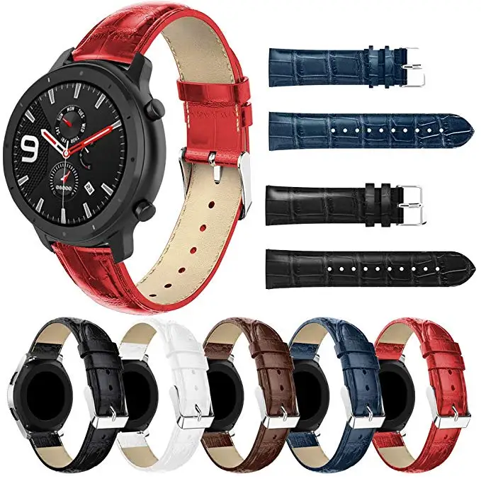 Ремешок для часов из натуральной кожи Xiaomi Huami Amazfit Stratos 2 2S pace GTR 47 мм 42 сменный