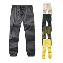Мужские модные повседневные Однотонные эластичные трендовые Брюки с карманами на лямках, уличные брюки с карманами на подтяжках, модные мужские брюки
