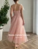 Booma Blush Pink Hearty Evening Dresses 2022 Spaghetti Straps Midi Prom Dresses with Pockets Tea-Length Wedding Party Dresses ► Photo 2/6