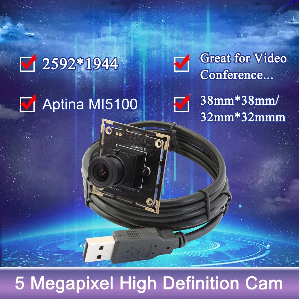 카메라 모듈 UVC OTG 지지대 USB 카메라 모듈, 노트북 PC 컴퓨터 안드로이드 모바일용 5MP 웹캠, Aptina MI5100 센서