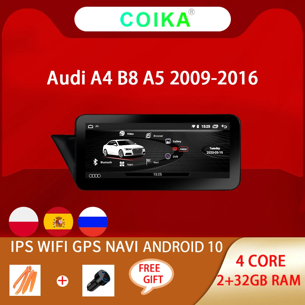 Автомобильная система Android 10 0 головное устройство для Audi A4 A5 2009 2016 с 2 + 32 ГБ ОЗУ GPS