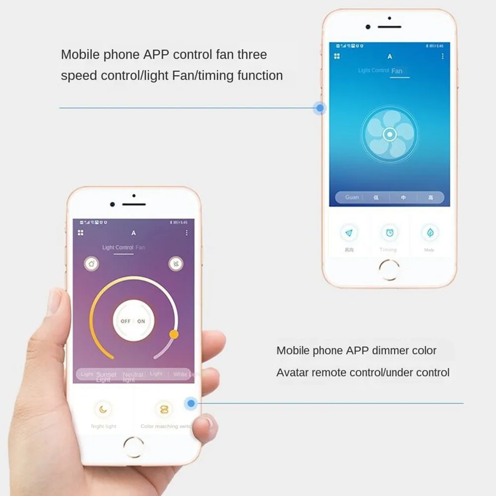 Умный потолочный вентилятор с дистанционным управлением APP Управление по Bluetooth