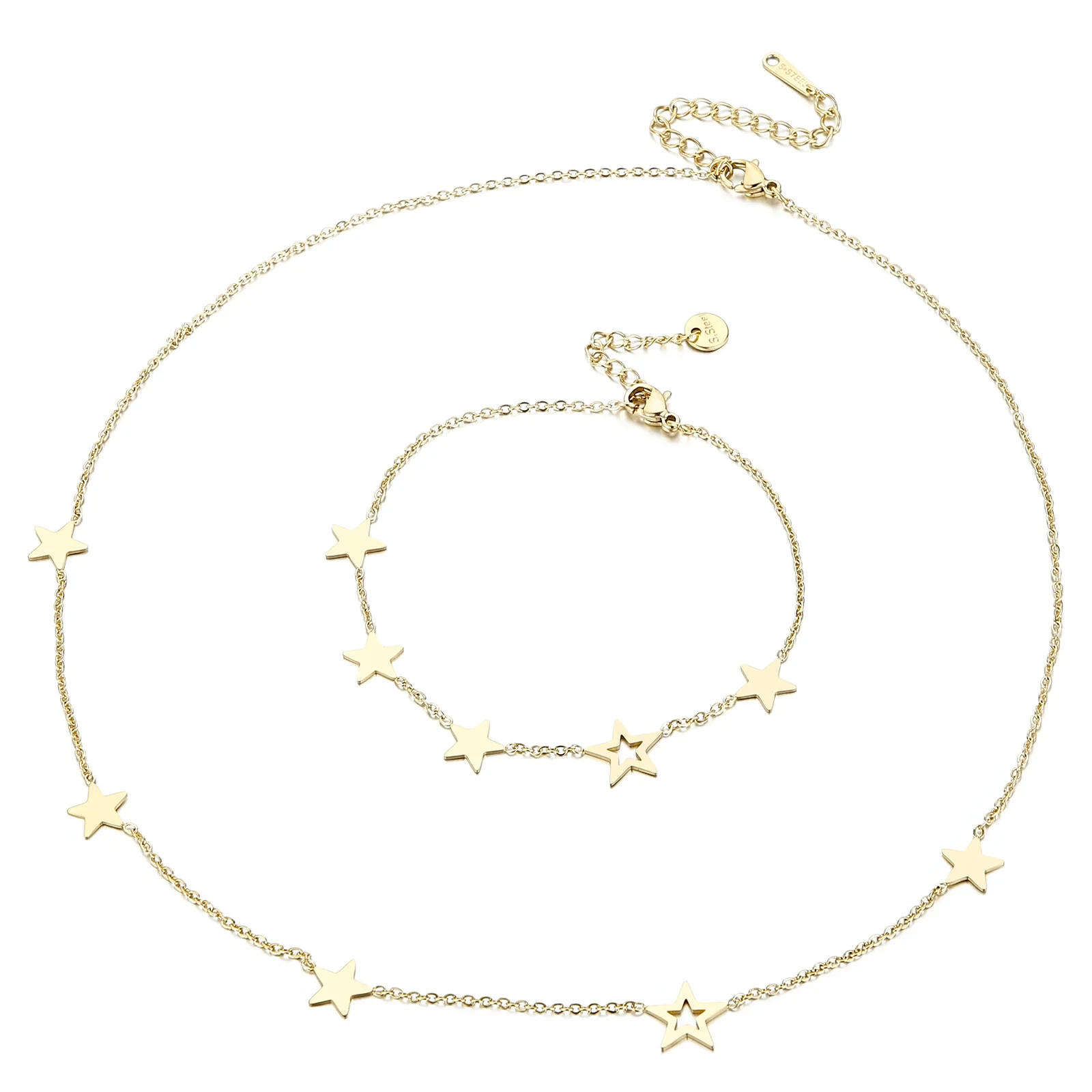 KALEN Stainless Steel Star Gold Women Choker Necklaces Pendants Femme Chain Jewelry Kpop Bracelet Set Gift | Украшения и