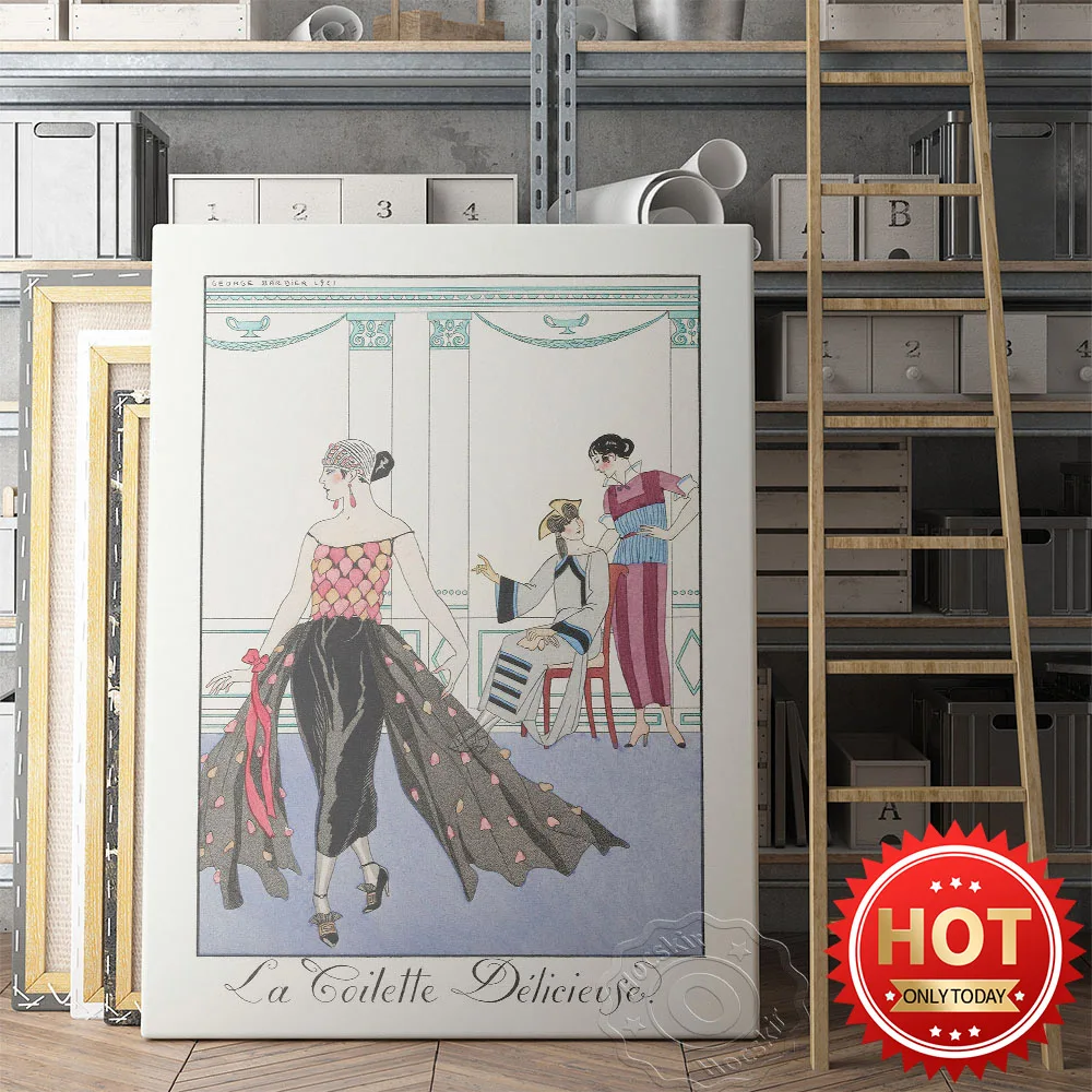Manifesto Di Mostra Del Museo Di George Barista, Arte Della Parete Dell'Illustrazione Di Delicieuse Della Toilette, Immagine Della Figura Dell'Annata,